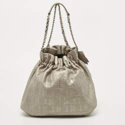 Pre Owned حقيبة  سي أتش كارولينا هيريرا باكيت  جلد منقوش بني داكن بفيونكة