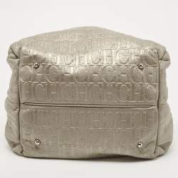 Pre Owned حقيبة  سي أتش كارولينا هيريرا باكيت  جلد منقوش بني داكن بفيونكة