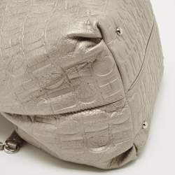 Pre Owned حقيبة  سي أتش كارولينا هيريرا باكيت  جلد منقوش بني داكن بفيونكة