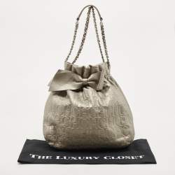 Pre Owned حقيبة  سي أتش كارولينا هيريرا باكيت  جلد منقوش بني داكن بفيونكة