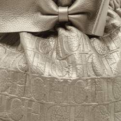 Pre Owned حقيبة  سي أتش كارولينا هيريرا باكيت  جلد منقوش بني داكن بفيونكة