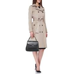 Pre Owned CH Carolina Herrera Black Monogram Embossed Leather Push Lock Flap Top Handle Bag