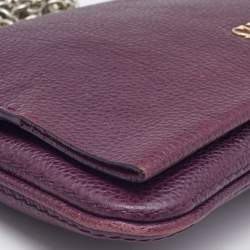 Pre Owned CH Carolina Herrera Purple Leather Chain Flap Shoulder Bag