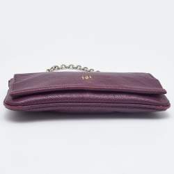 Pre Owned CH Carolina Herrera Purple Leather Chain Flap Shoulder Bag