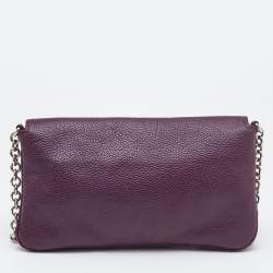 Pre Owned CH Carolina Herrera Purple Leather Chain Flap Shoulder Bag
