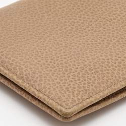 Pre Owned CH Carolina Herrera Beige Leather Flap Bifold Continental Wallet