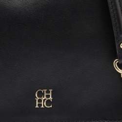 Pre Owned CH Carolina Herrera Black Leather New Baltazar Flap Shoulder Bag
