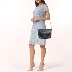 Pre Owned CH Carolina Herrera Black Leather New Baltazar Flap Shoulder Bag