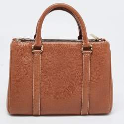 Pre Owned CH Carolina Herrera Brown Pebbled Leather Matteo Tote