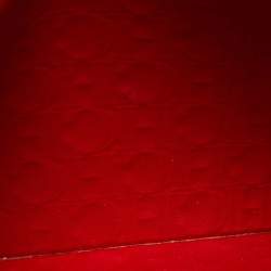 Pre Owned CH Carolina Herrera Red Monogram Embossed Leather Zip Wristlet Pouch