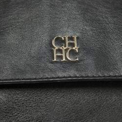 مملوكة مسبقًا CH Carolina Herrera Black Leather Flap Shoulder Bag