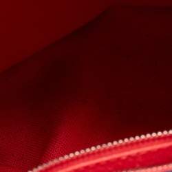 Pre Owned Carolina Herrera Navy Blue Monogram Leather Pushlock Top Handle Bag