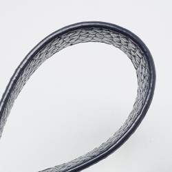 Pre Owned Carolina Herrera Navy Blue Monogram Leather Pushlock Top Handle Bag