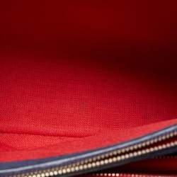 Pre Owned Carolina Herrera Navy Blue Monogram Leather Pushlock Top Handle Bag