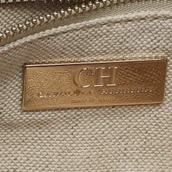 Pre Owned CH Carolina Herrera Pink Monogram Leather Jerry Chain Clutch 