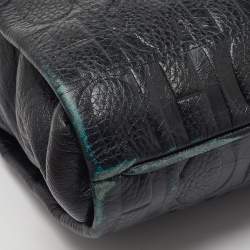 Pre Owned CH Carolina Herrera Black Monogram Leather Shoulder Bag