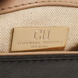 مملوكة مسبقًا CH Carolina Herrera Black Leather Logo Metal Flap Shoulder Bag