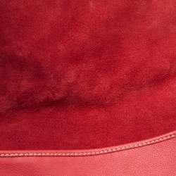 مملوكة مسبقًا Carolina Herrera Red Monogram Embossed Leather Flap Shoulder Bag