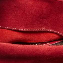 مملوكة مسبقًا Carolina Herrera Red Monogram Embossed Leather Flap Shoulder Bag