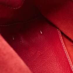 مملوكة مسبقًا Carolina Herrera Red Monogram Embossed Leather Flap Shoulder Bag
