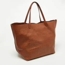 Pre Owned CH Carolina Herrera Brown Monogram Leather Matryoshka Tote