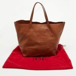 Pre Owned CH Carolina Herrera Brown Monogram Leather Matryoshka Tote