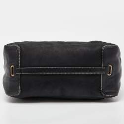 Pre Owned CH Carolina Herrera Black Nubuck and Leather Chain Hobo