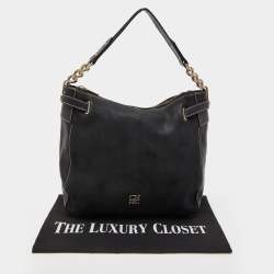 Pre Owned CH Carolina Herrera Black Nubuck and Leather Chain Hobo