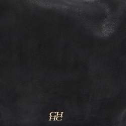 Pre Owned CH Carolina Herrera Black Nubuck and Leather Chain Hobo