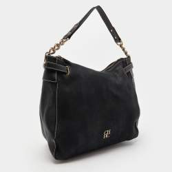 Pre Owned CH Carolina Herrera Black Nubuck and Leather Chain Hobo