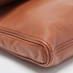 Pre Owned Carolina Herrera Brown Leather Flap Chain Shoulder Bag