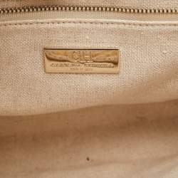 مملوكة مسبقًا CH Carolina Herrera Beige Monogram Canvas and Suede Flap Shoulder Bag