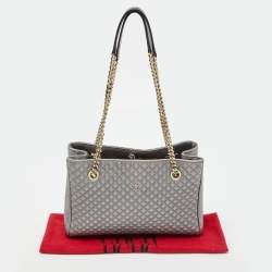 Pre Owned حقيبة يد توتس كارولينا هيريرا جلد مبطن ميكرو ذهبي وردي ميتاليك بسلسلة