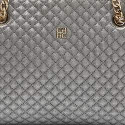 Pre Owned حقيبة يد توتس كارولينا هيريرا جلد مبطن ميكرو ذهبي وردي ميتاليك بسلسلة