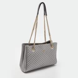 Pre Owned حقيبة يد توتس كارولينا هيريرا جلد مبطن ميكرو ذهبي وردي ميتاليك بسلسلة