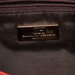 Pre Owned CH Carolina Herrera Red Quilted Leather Flap Wristlet Clutch