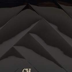 Pre Owned CH Carolina Herrera Black Chevron Patent Leather Continental Wallet