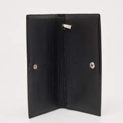 Pre Owned CH Carolina Herrera Black Chevron Patent Leather Continental Wallet