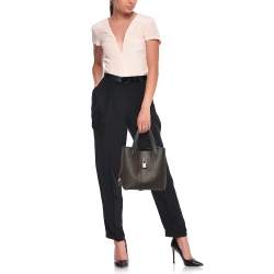 CH Carolina Herrera Choco Brown Signature Coated Canvas and Leather Matryoshka Padlock Tote