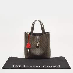 CH Carolina Herrera Choco Brown Signature Coated Canvas and Leather Matryoshka Padlock Tote