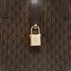 CH Carolina Herrera Choco Brown Signature Coated Canvas and Leather Matryoshka Padlock Tote