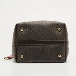 CH Carolina Herrera Choco Brown Signature Coated Canvas and Leather Matryoshka Padlock Tote