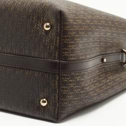 CH Carolina Herrera Choco Brown Signature Coated Canvas and Leather Matryoshka Padlock Tote