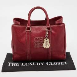 Pre Owned CH Carolina Herrera Red Leather Matteo Tote