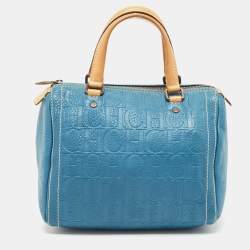 Pre Owned CH Carolina Herrera Teal Blue Leather Andy Boston Bag