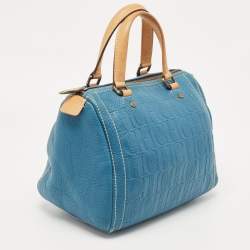 Pre Owned CH Carolina Herrera Teal Blue Leather Andy Boston Bag