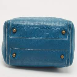 Pre Owned CH Carolina Herrera Teal Blue Leather Andy Boston Bag