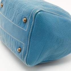 Pre Owned CH Carolina Herrera Teal Blue Leather Andy Boston Bag