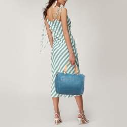 Pre Owned CH Carolina Herrera Teal Blue Leather Andy Boston Bag
