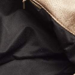 Pre Owned CH Carolina Herrera Pale Gold Monogram Embossed Leather Audrey Shoulder Bag